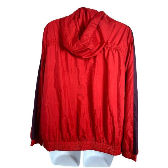 Women's Puma Red Windbreaker Jacket Sz M Hooded Red Full Zip Lightweight - Picture 8 of 9